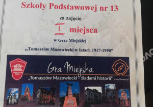 Dyplom za zajęcie I miejsca