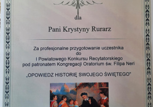 Podziękowanie dla opiekuna