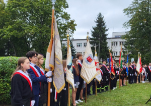 Uczniowie w poczcie sztandarowym